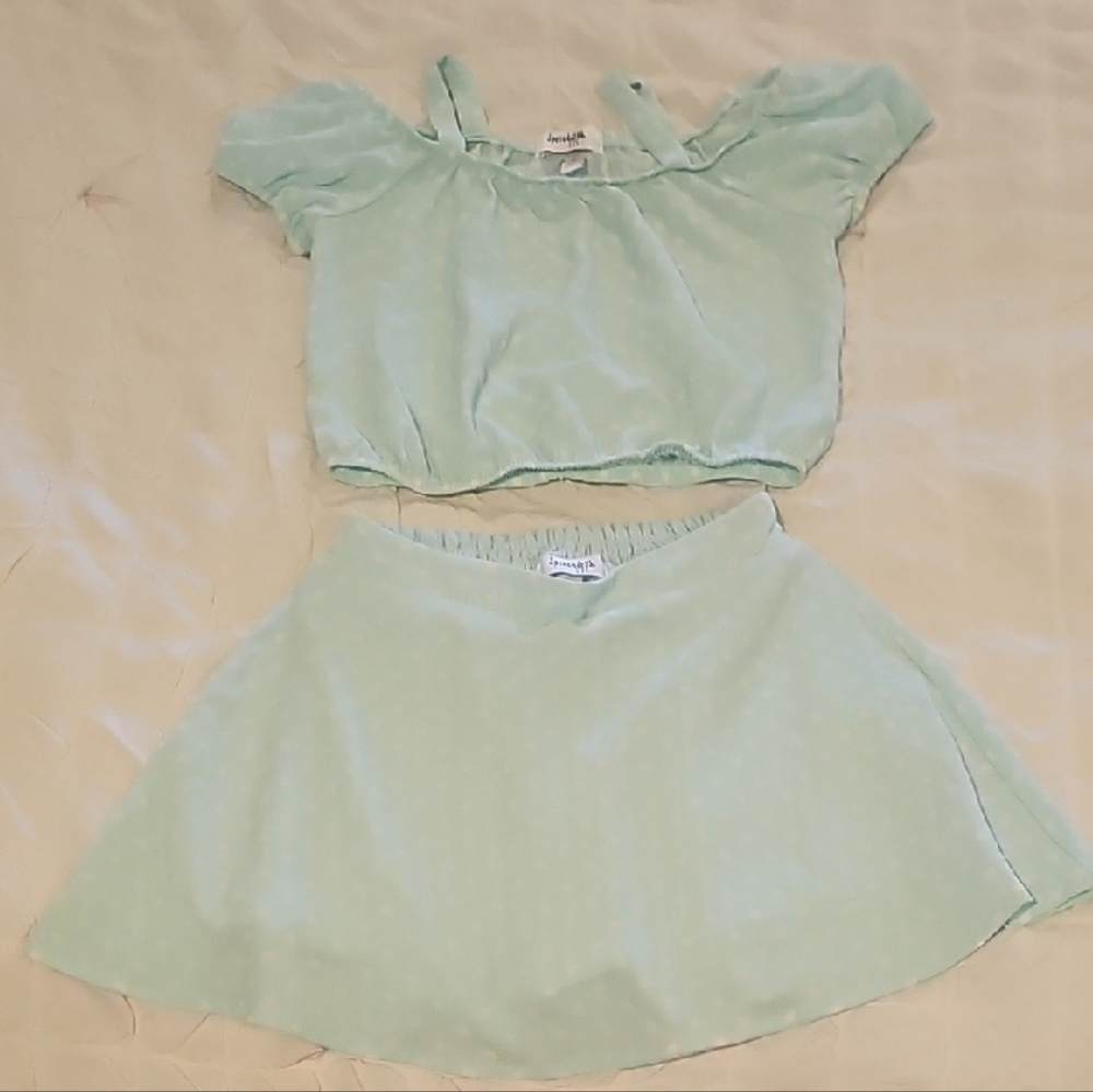 Stylish Polka Dot Mint Green Two-Piece Speechless Kids Set